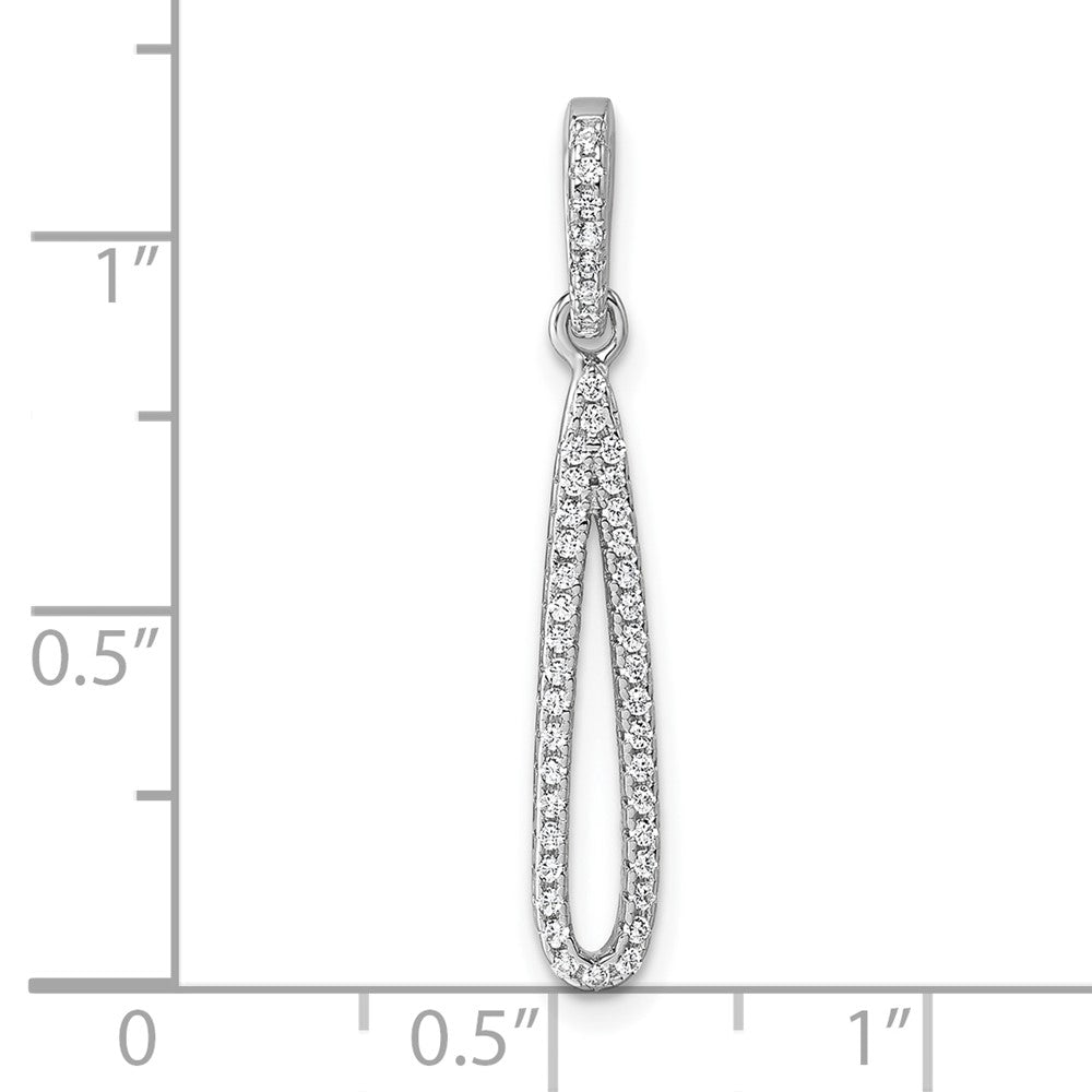 Sterling Silver Rhodium-plated CZ Oval Dangle Pendant QG7163P