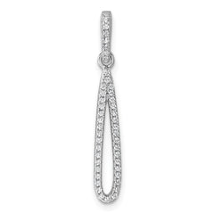 Sterling Silver Rhodium-plated CZ Oval Dangle Pendant QG7163P