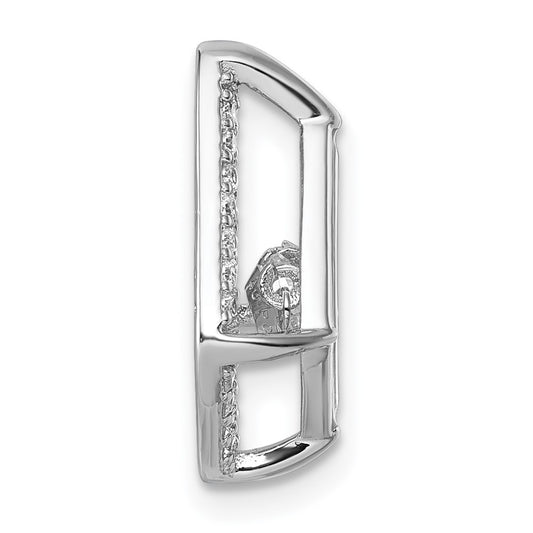 Sterling Silver Rhodium-plated Vibrant Moving CZ with Light Purple Enamel Kite-shape Chain Slide Pendant QG7170P