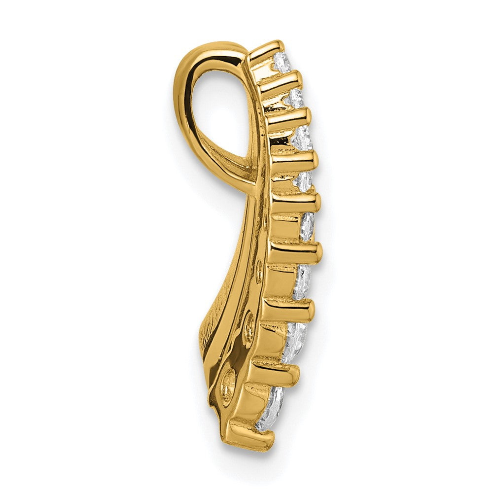 Sterling Silver Gold-tone Black Enamel and CZ Chain Slide Pendant QG7171P