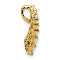 Sterling Silver Gold-tone Black Enamel and CZ Chain Slide Pendant QG7171P