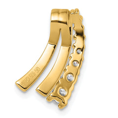 Sterling Silver Gold-tone Black Enamel and CZ Chain Slide Pendant QG7171P