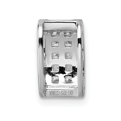 Sterling Silver Rhodium-plated Pave CZ Rectangle Chain Slide Pendant QG7172P