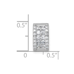 Sterling Silver Rhodium-plated Pave CZ Rectangle Chain Slide Pendant QG7172P