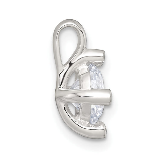 Sterling Silver Polished CZ with 4 CZ Prongs Chain Slide Pendant QG7175P