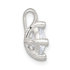 Sterling Silver Polished CZ with 4 CZ Prongs Chain Slide Pendant QG7175P