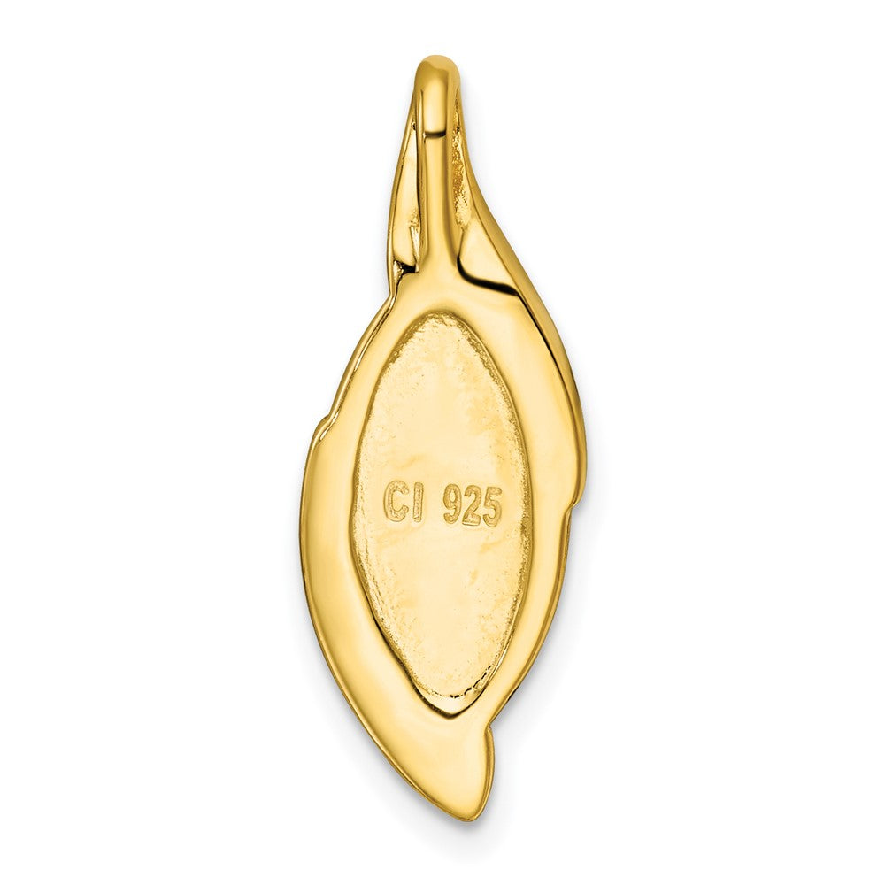 Sterling Silver Gold-Tone Polished Fancy Marquise Malachite Cabochon Chain Slide Pendant QG7188P