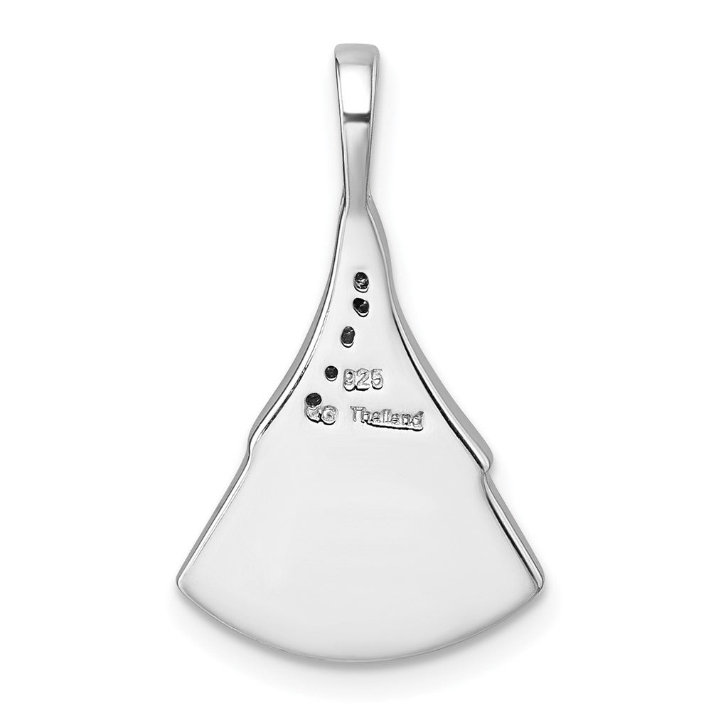 Sterling Silver Rhodium-plated Polished White CZ And Malachite Fan Pendant QG7189P