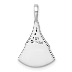 Sterling Silver Rhodium-plated Polished White CZ And Malachite Fan Pendant QG7189P