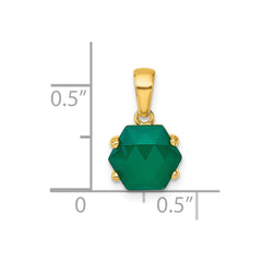 Sterling Silver Gold-tone Polished Hexagon Green Chalcedony Pendant QG7190P