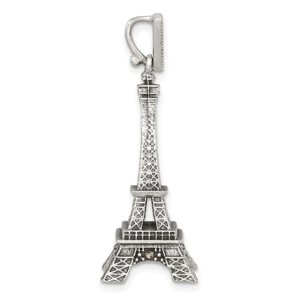 Sterling Silver Antiqued Marcasite 3-D Eiffel Tower Pendant QG7195P