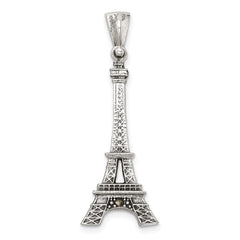 Sterling Silver Antiqued Marcasite 3-D Eiffel Tower Pendant QG7195P