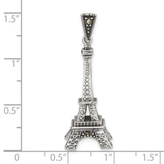 Sterling Silver Antiqued Marcasite 3-D Eiffel Tower Pendant QG7195P
