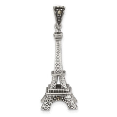 Sterling Silver Antiqued Marcasite 3-D Eiffel Tower Pendant QG7195P