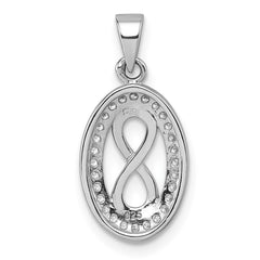 Sterling Silver Rhodium-plated Polished and Satin CZ Infinity Oval Pendant QG7196P