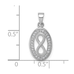 Sterling Silver Rhodium-plated Polished and Satin CZ Infinity Oval Pendant QG7196P