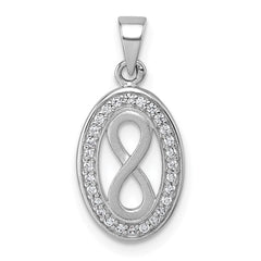 Sterling Silver Rhodium-plated Polished and Satin CZ Infinity Oval Pendant QG7196P
