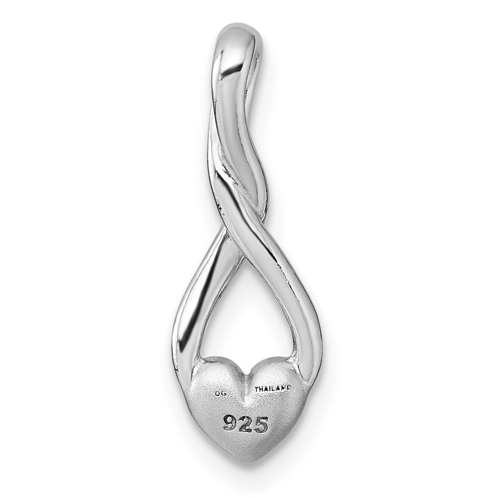 Sterling Silver Rhodium-plated Polished and Brushed Fancy Teardrop Heart Chain Slide QG7197P