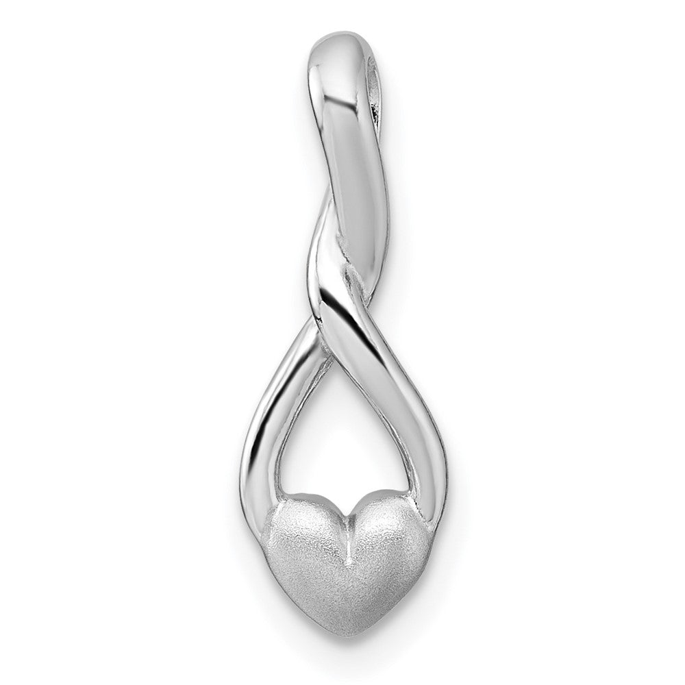 Sterling Silver Rhodium-plated Polished and Brushed Fancy Teardrop Heart Chain Slide QG7197P