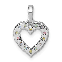 Sterling Silver Rhodium-plated Polished Pastel Blue, Pink, Green and Purple CZ Heart Pendant QG7203P