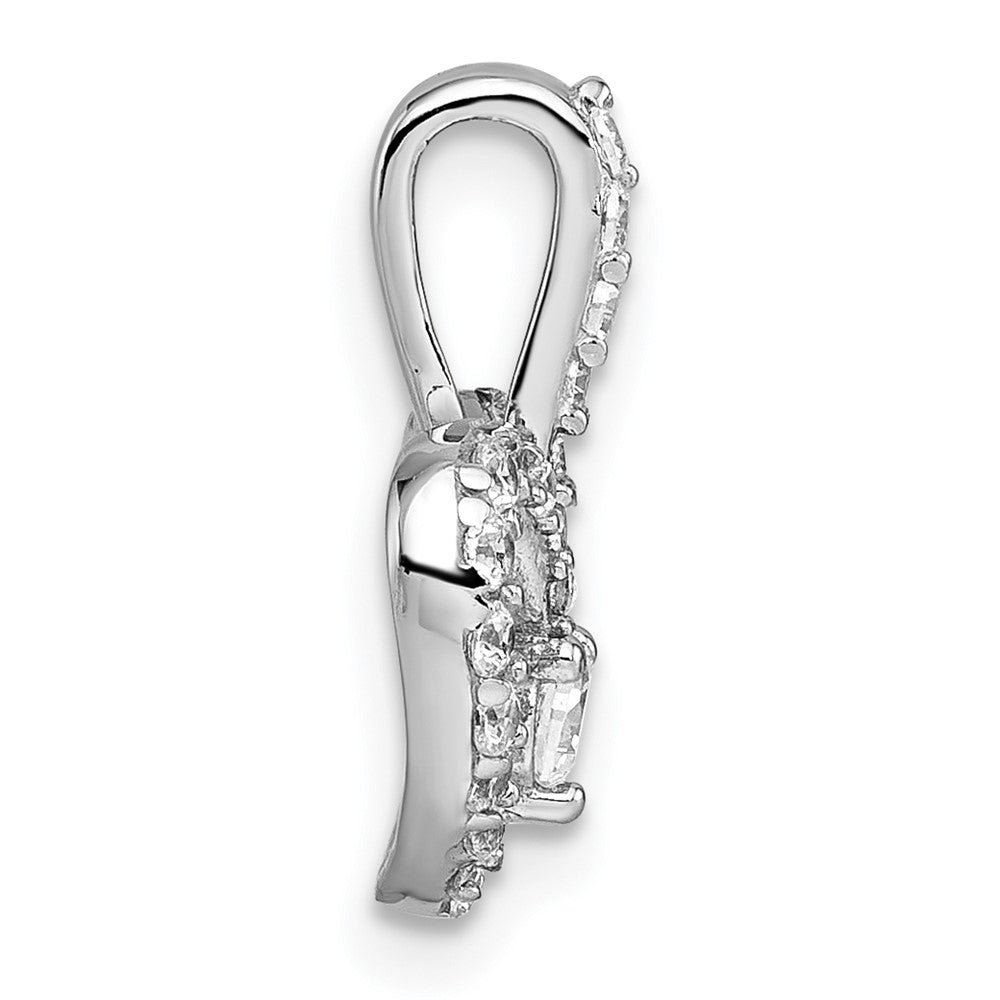 Sterling Silver Rhodium-plated Polished CZ Open Heart Pendant QG7206P