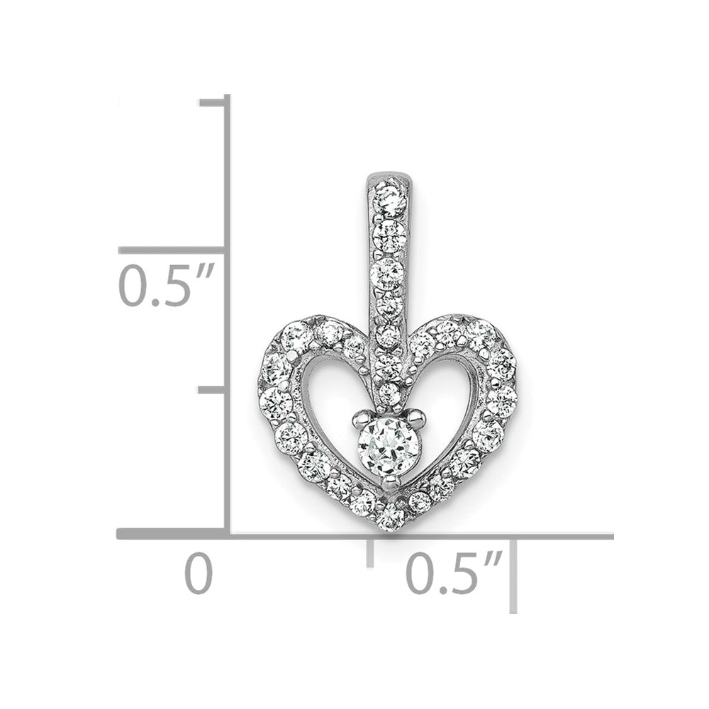 Sterling Silver Rhodium-plated Polished CZ Open Heart Pendant QG7206P