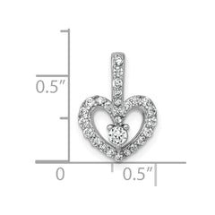 Sterling Silver Rhodium-plated Polished CZ Open Heart Pendant QG7206P