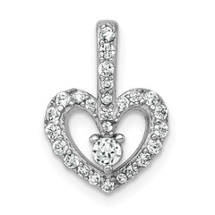 Sterling Silver Rhodium-plated Polished CZ Open Heart Pendant QG7206P