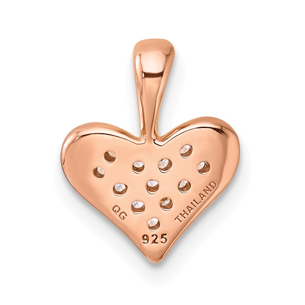 Sterling Silver Rhodium-plated and Rose Gold-plated CZ Heart Pendant QG7207P