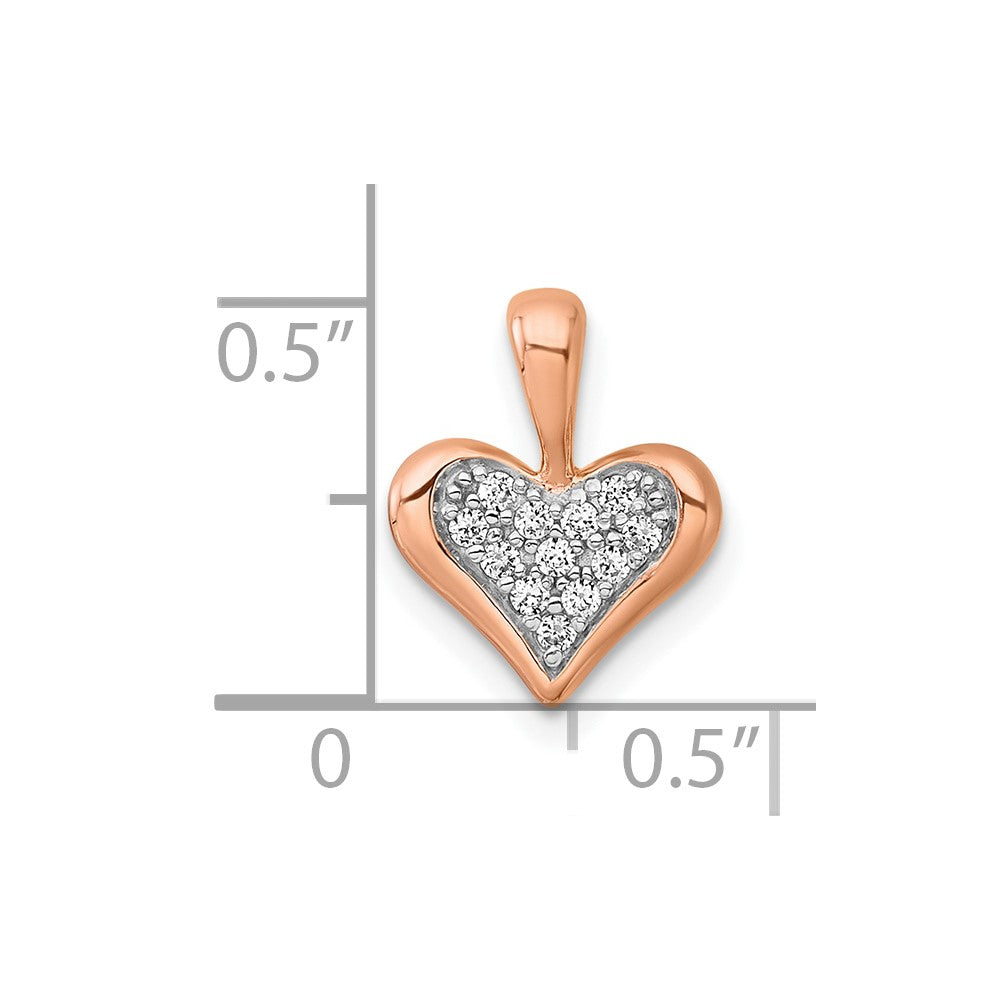 Sterling Silver Rhodium-plated and Rose Gold-plated CZ Heart Pendant QG7207P