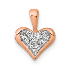Sterling Silver Rhodium-plated and Rose Gold-plated CZ Heart Pendant QG7207P