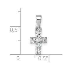 Sterling Silver Rhodium-plated Polished White CZ Cross Pendant QG7208P