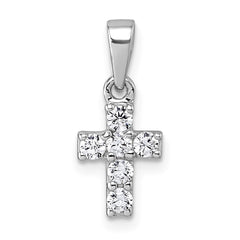 Sterling Silver Rhodium-plated Polished White CZ Cross Pendant QG7208P