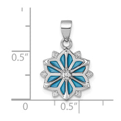 Sterling Silver Rhodium-plated Blue Enamel and White CZ Snowflake Pendant QG7211P