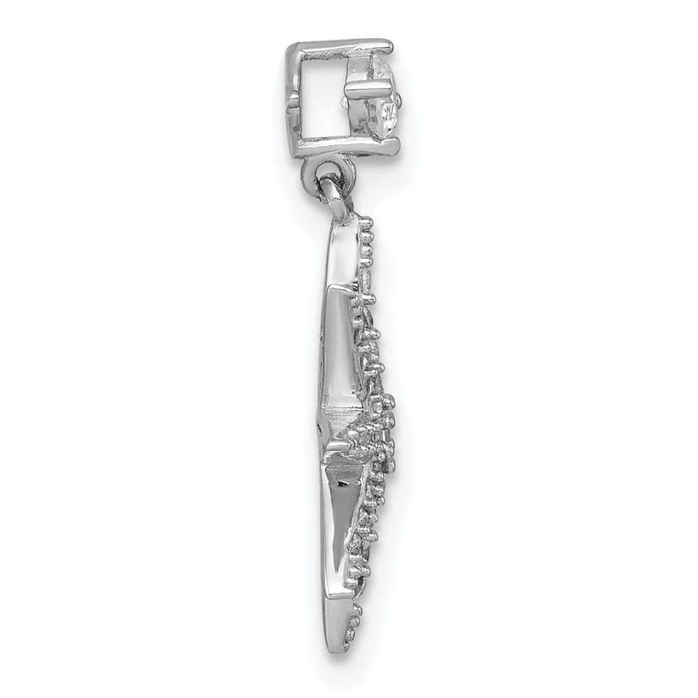 Sterling Silver Rhodium-plated Polished CZ Star Chain Slide Pendant QG7212P