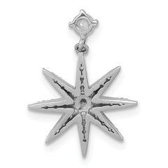 Sterling Silver Rhodium-plated Polished CZ Star Chain Slide Pendant QG7212P