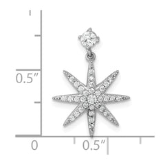 Sterling Silver Rhodium-plated Polished CZ Star Chain Slide Pendant QG7212P