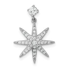 Sterling Silver Rhodium-plated Polished CZ Star Chain Slide Pendant QG7212P