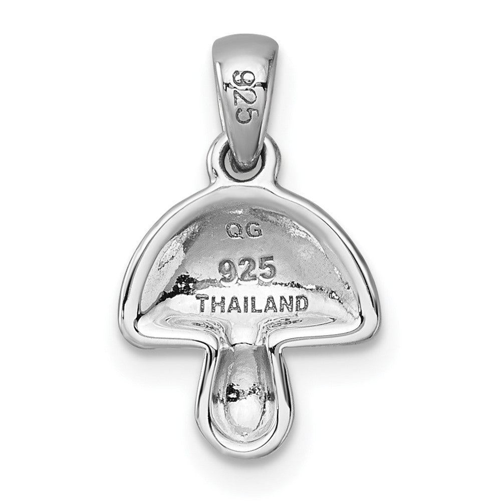 Sterling Silver Rhodium-plated Polished Red and White Enameled Mushroom Pendant QG7221P
