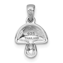 Sterling Silver Rhodium-plated Polished Red and White Enameled Mushroom Pendant QG7221P