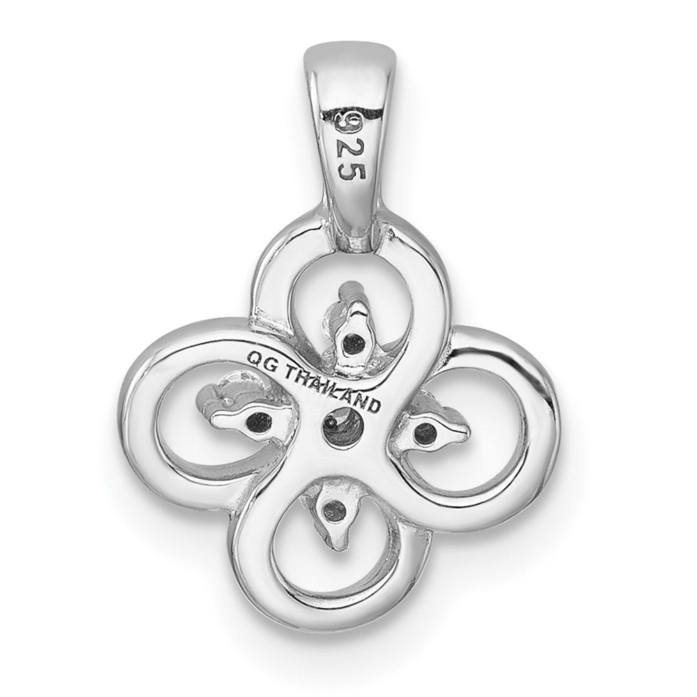 Sterling Silver Rhodium-plated Polished Fancy Flower CZ Pendant QG7222P