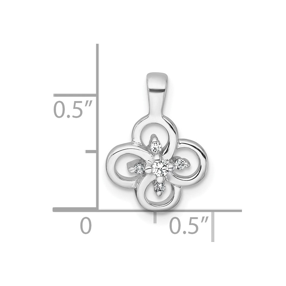 Sterling Silver Rhodium-plated Polished Fancy Flower CZ Pendant QG7222P