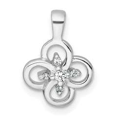 Sterling Silver Rhodium-plated Polished Fancy Flower CZ Pendant QG7222P