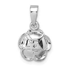 Sterling Silver Rhodium-plated Polished White CZ Flower Pendant QG7227P