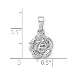 Sterling Silver Rhodium-plated Polished White CZ Flower Pendant QG7227P