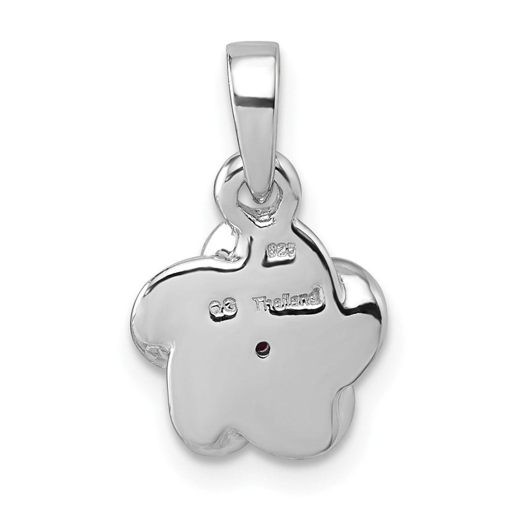 Sterling Silver Rhodium-plated Polished Red CZ Flower Pendant QG7228P