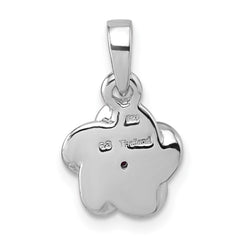 Sterling Silver Rhodium-plated Polished Red CZ Flower Pendant QG7228P