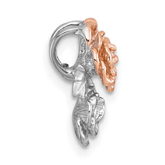 Sterling Silver Rhodium-plated and Rose Gold-plated CZ Flowers Chain Slide Pendant QG7229P