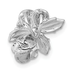 Sterling Silver Rhodium-plated and Rose Gold-plated CZ Flowers Chain Slide Pendant QG7229P