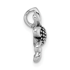 Sterling Silver Rhodium-plated Antiqued Sunflower Chain Slide Pendant QG7231P